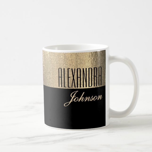 Mug Nom Élégant Or Noir (Droite)