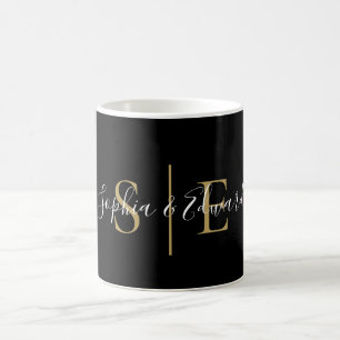 Mug Nom en écriture monogramme noir et or