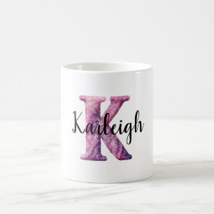 Mug Nom en lettre K rose violet confortable