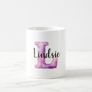 Mug Nom en lettre L confortable rose violet