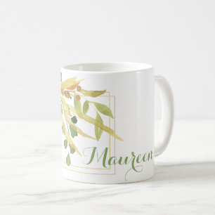 Mug Nom encadré Gold Foliage