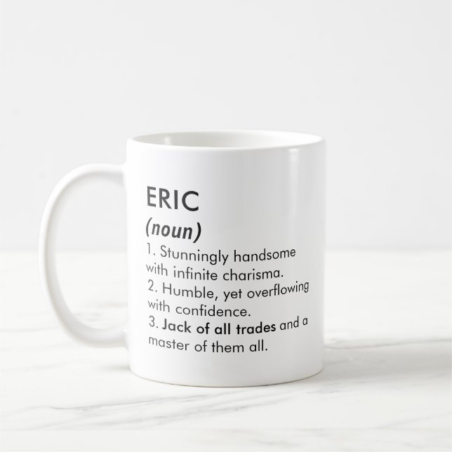 Mug Nom Eric, Nom modifiable, Nom personnalisé (Gauche)