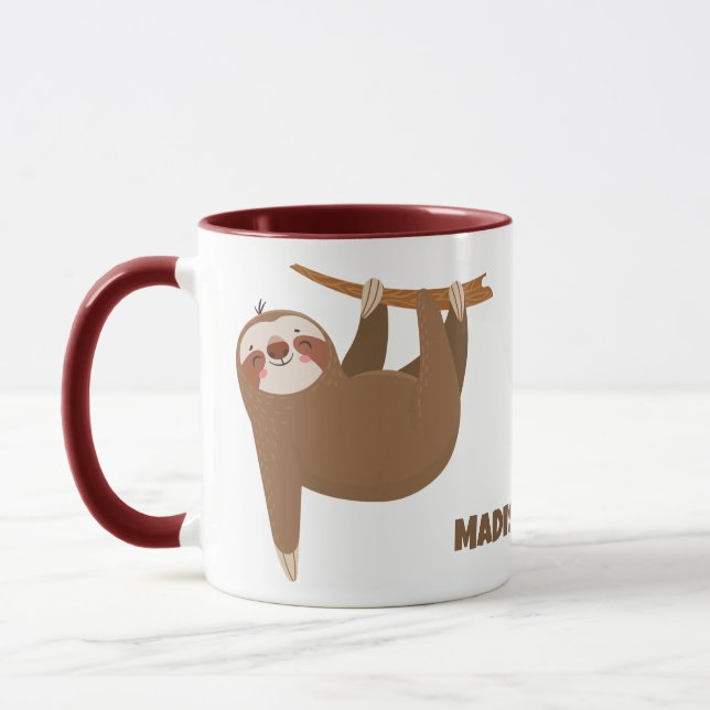Mug Nom et couleur personnalisés Sloth (Gauche)