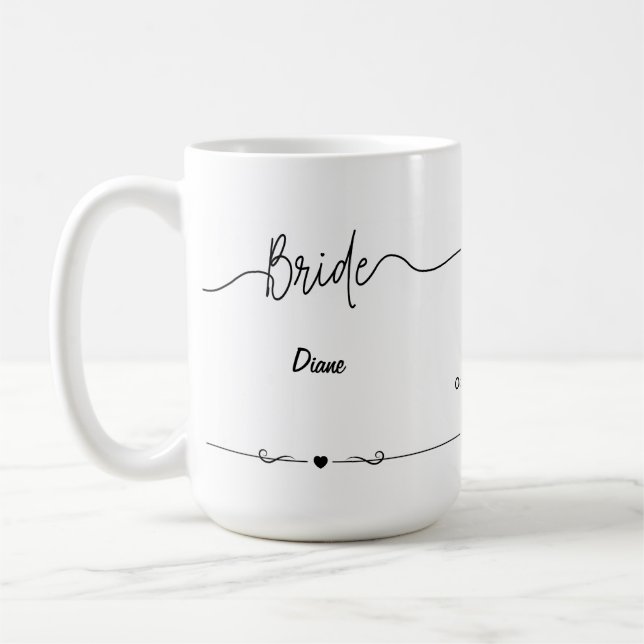 Mug Nom et date de la mariée et de la mariée (RT Groom (Gauche)
