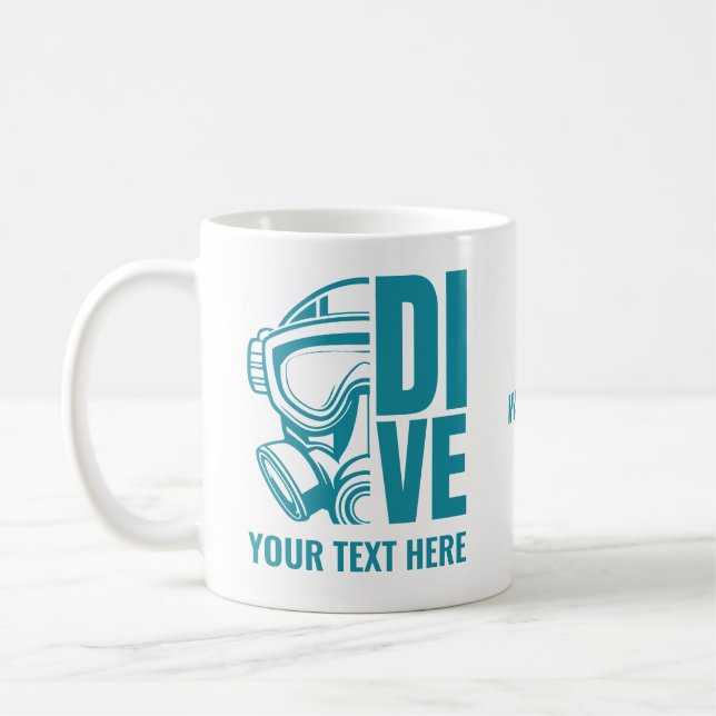 Mug Nom et emplacement personnalisés Plongée sous-mari (Gauche)