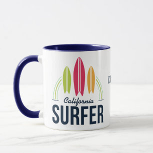 Mug Nom et emplacement personnalisés Sauts surfeurs