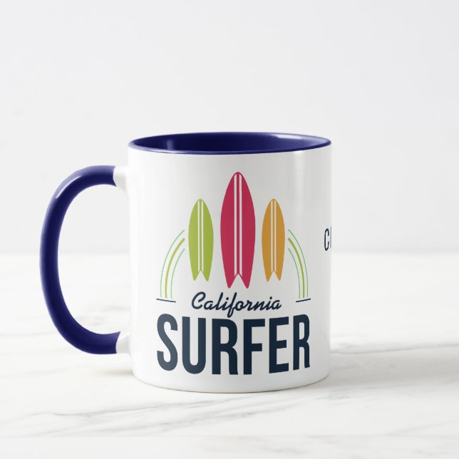 Mug Nom et emplacement personnalisés Sauts surfeurs (Gauche)