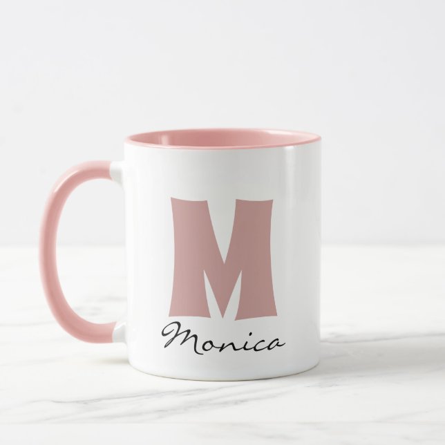 Mug Nom et monogramme personnalisés du script (Gauche)