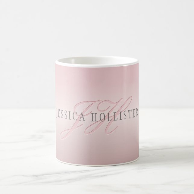 Mug Nom et monogramme | Soft FAUX Rose Gold Blush (Centre)