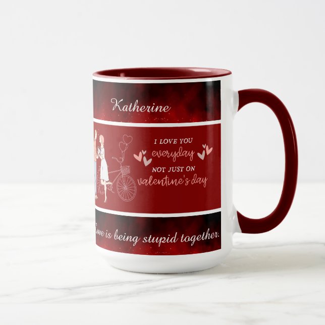 Mug Nom et photo modifiables Cute Saint-Valentin   (Droite)