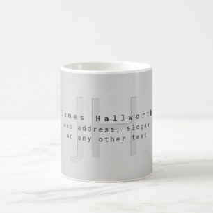 Mug Nom et Slogan modifiable moderne   Gradient gris