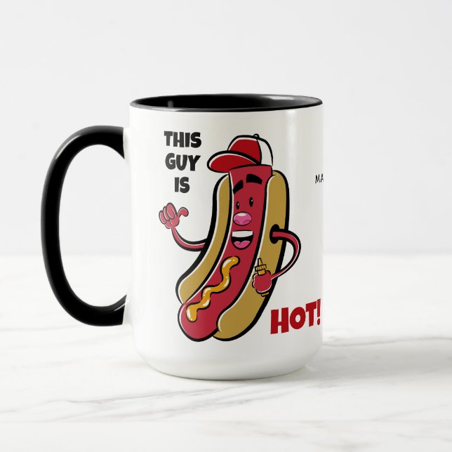 Mug Nom et texte personnalisés Hot Dog (Gauche)