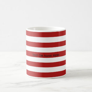 Mug Nom fait sur commande rayures rouges et blanches