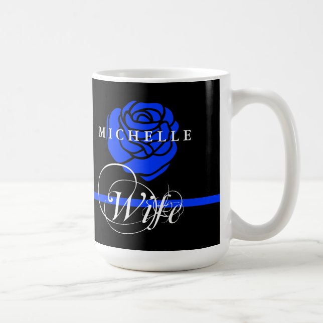 Mug Nom fait sur commande rose mince de Blue Line (Droite)