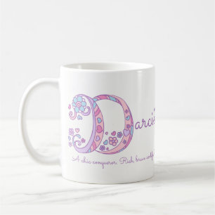 Mug Nom foncé signifiant fleur cardiaque D monogramme 