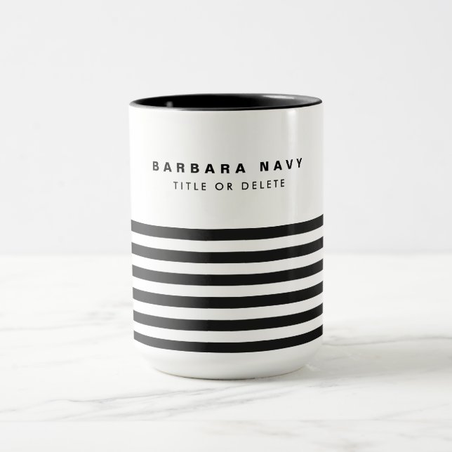 Mug Nom gras Minimal 6 rayures noires  (Centre)