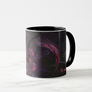 Mug Nom Gris Foncé Gothique Rose Fractale Noir