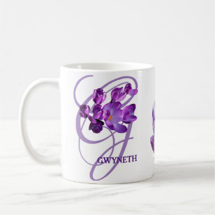 Mug Nom Gwyneth personnalisable boho fleuri violet