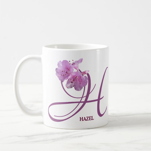 Mug Nom Hazel personnalisable rose rose fleurs boho (Gauche)