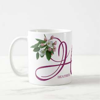 Mug Nom Heather personnalisable monogramme rose floral