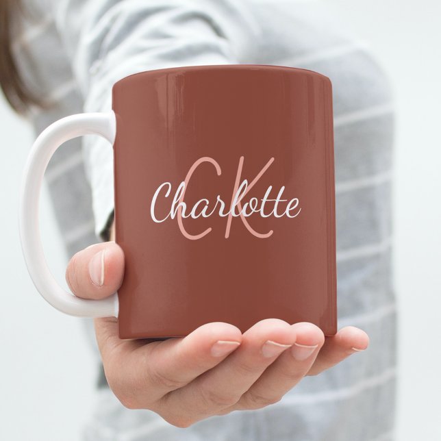 Mug Nom initial du monogramme de terre Brown (Créateur téléchargé)