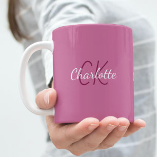 Mug Nom initial du monogramme rose
