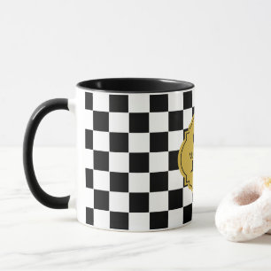 Mug Nom Initial Personnalisé Motif Grille Élégant et S
