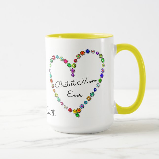 Mug Nom jamais personnalisé de maman de Bestest - (Droite)