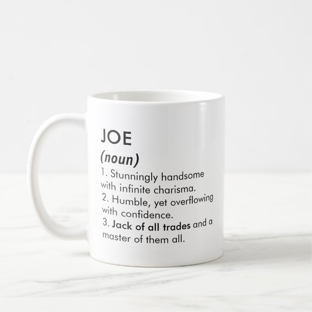 Mug Nom Joe, Nom modifiable, Nom personnalisé (Gauche)