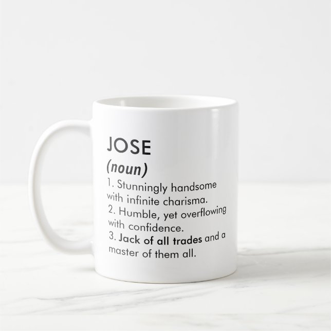 Mug Nom José, Nom modifiable, Nom personnalisé (Gauche)