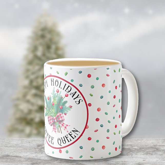 Mug Nom Joyeuses vacances Green Ferns Candy Motif 11oz (Créateur téléchargé)