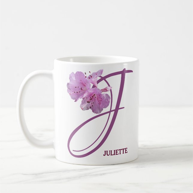 Mug Nom Juliette personnalisable joli boho rose floral (Gauche)