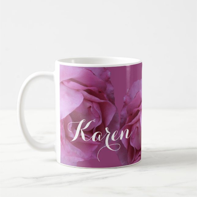 Mug Nom Karen joli rose Valentine rose florale (Gauche)