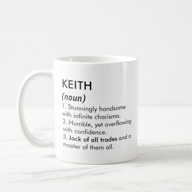 Mug Nom Keith, nom modifiable, nom personnalisé (Gauche)
