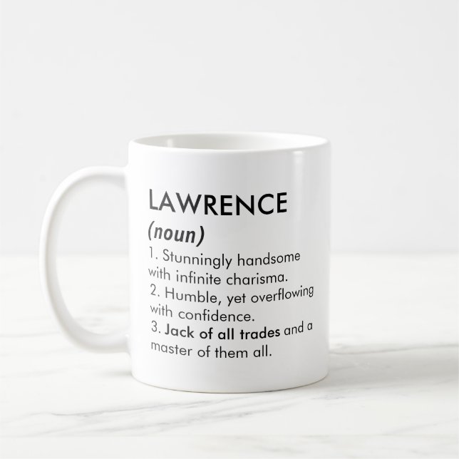 Mug Nom Lawrence, nom modifiable, nom personnalisé (Gauche)