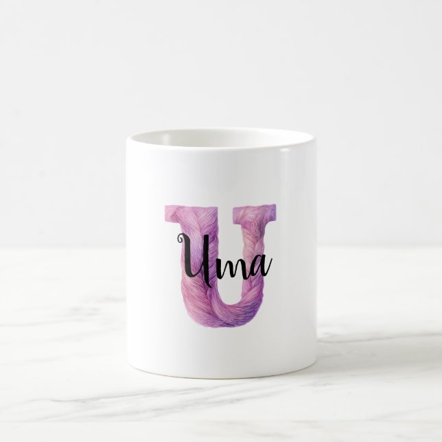 Mug Nom lettre U rose violet cosy  (Centre)