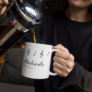 Mug nom manuscrit + notes de musique + message personn