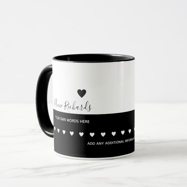 Mug Nom manuscrit Signature avec Coeur d'Amour Noir (Devant gauche)