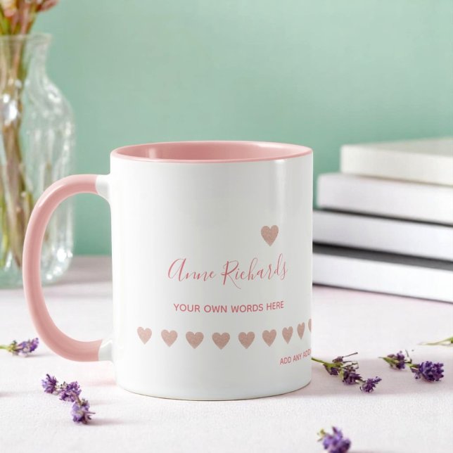 Mug Nom manuscrit Signature avec Coeurs d'Amour Rose (Créateur téléchargé)