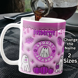 Mug Nom Mauve 3D, effet Halloween Ghost Saison Éffraya