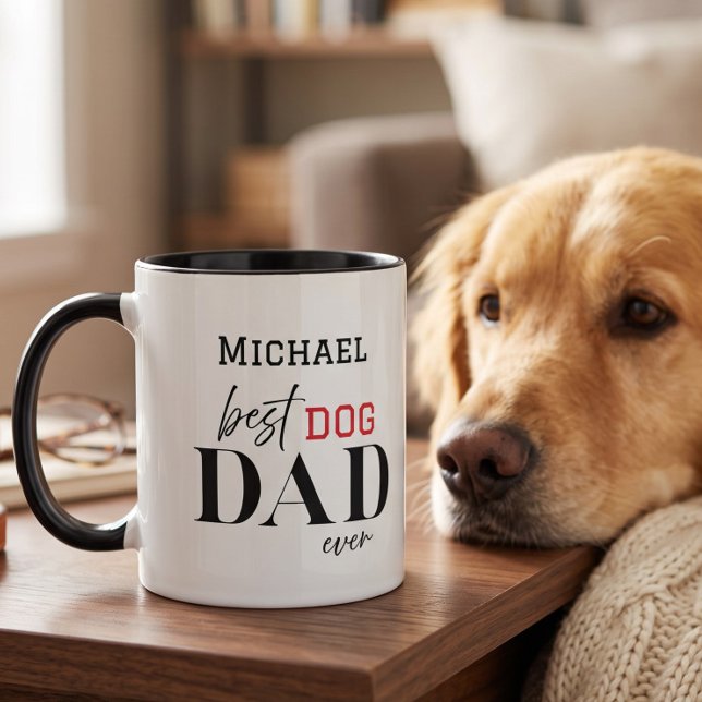 Mug Nom Meilleur Papa Chien Simple Typographie (Créateur téléchargé)