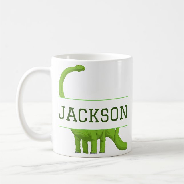 Mug Nom mignon Dinosaure personnalisé Blanc (Gauche)