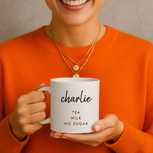 Mug Nom minimal Boire Préférence Thé Lait Sucre