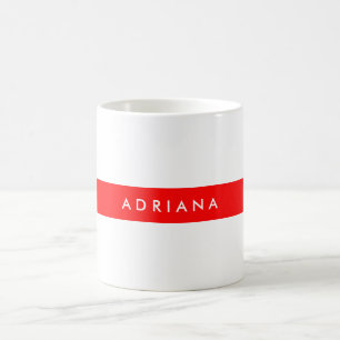 Mug Nom minimaliste professionnel blanc rouge clair