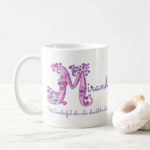 Mug Nom Miranda signifiant fleur de coeur M monogramme