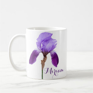 Mug Nom Miriam personnalisable jolie fleur iris violet