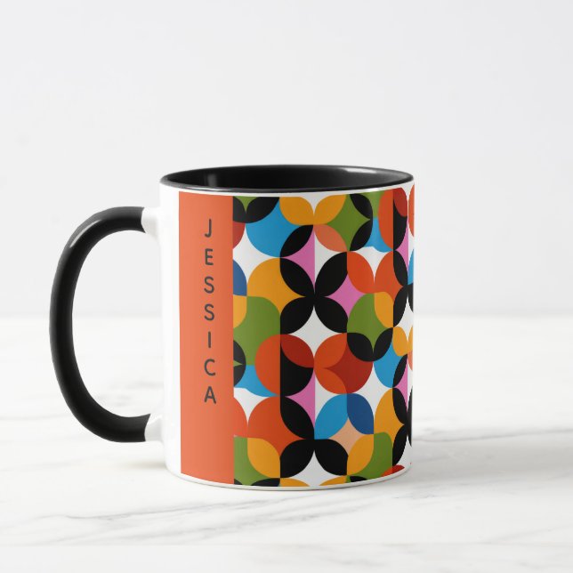 Mug Nom moderne couleur motif rétro du milieu du siècl (Gauche)