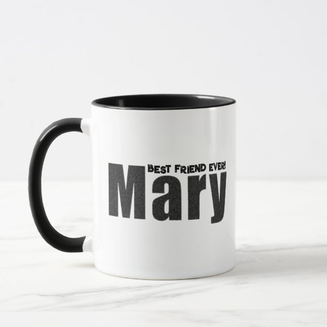 Mug Nom moderne Customisé "Mary" en Noir déchiré (Gauche)