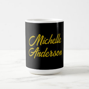 Mug Nom Moderne Minimaliste Noir Couleur Or Manuscrit