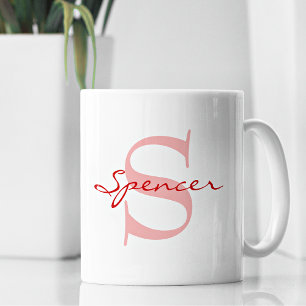 Mug Nom moderne & Monogramme Initial Classic